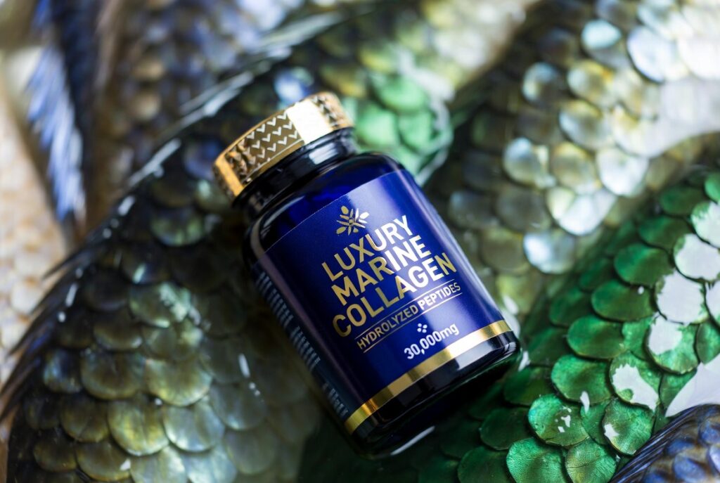 1. Colágeno marino hidrolizado tipo I (péptidos < 2000 Da) + Vitamina C liposomal