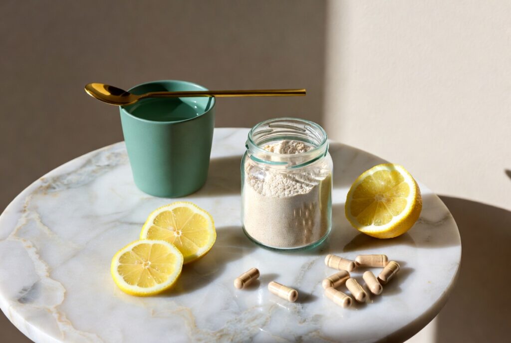 4 Colágeno vegano (de membrana de huevo + vitamina C + silicio) → para veganas estrictas